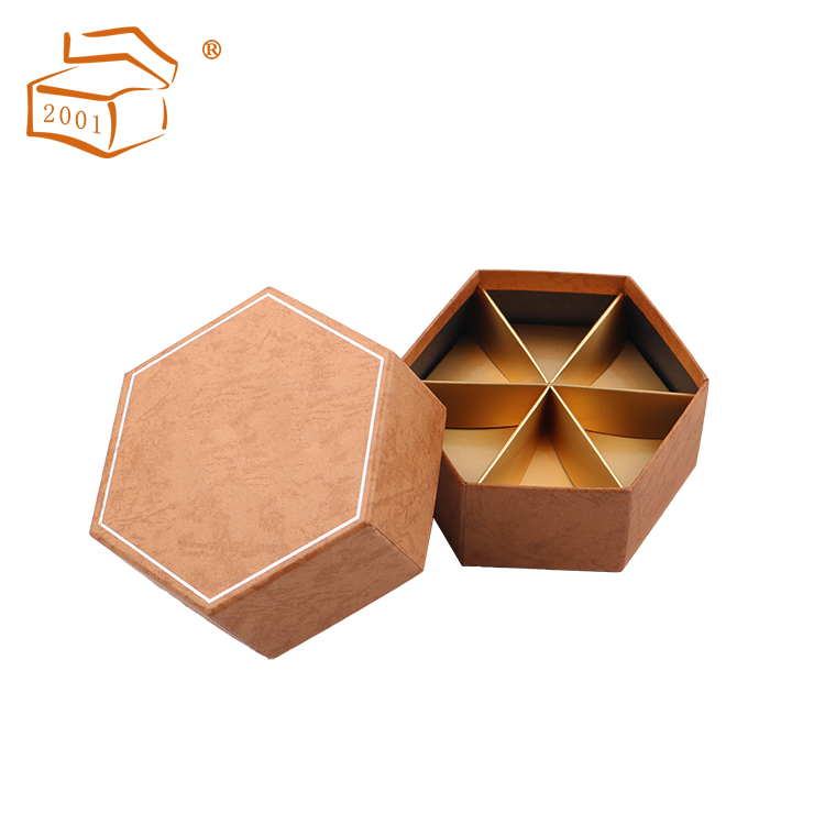  hexagonal chocolate gift paper box with divider